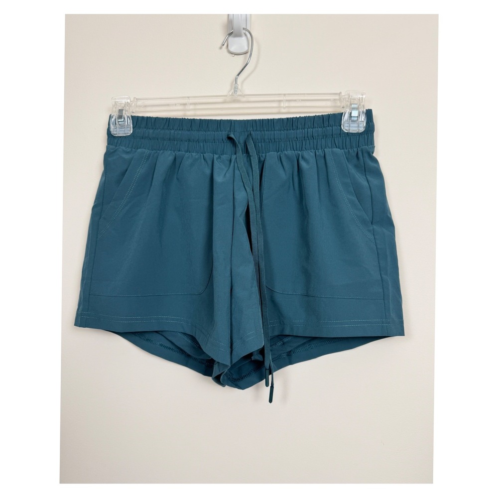 R. Sofia Athletic Shorts Womens Small Teal Drawstring Pockets Built In Liner